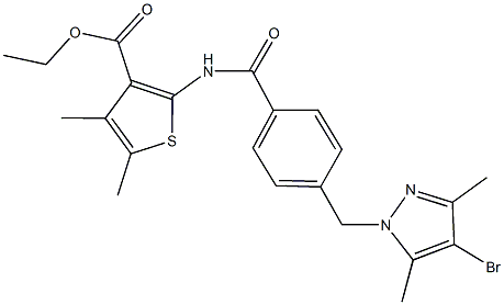 ethyl 2-({4-[(4-bromo-3,5-dimethyl-1H-pyrazol-1-yl)methyl]benzoyl}amino)-4,5-dimethyl-3-thiophenecarboxylate Struktur