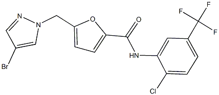 5-[(4-bromo-1H-pyrazol-1-yl)methyl]-N-[2-chloro-5-(trifluoromethyl)phenyl]-2-furamide Struktur