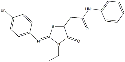 2-{2-[(4-bromophenyl)imino]-3-ethyl-4-oxo-1,3-thiazolidin-5-yl}-N-phenylacetamide Struktur