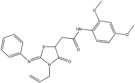 2-[3-allyl-4-oxo-2-(phenylimino)-1,3-thiazolidin-5-yl]-N-(2,4-dimethoxyphenyl)acetamide Struktur