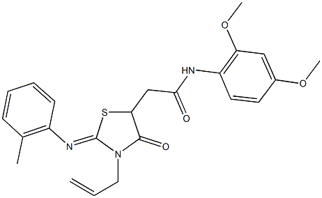 2-{3-allyl-2-[(2-methylphenyl)imino]-4-oxo-1,3-thiazolidin-5-yl}-N-(2,4-dimethoxyphenyl)acetamide Struktur