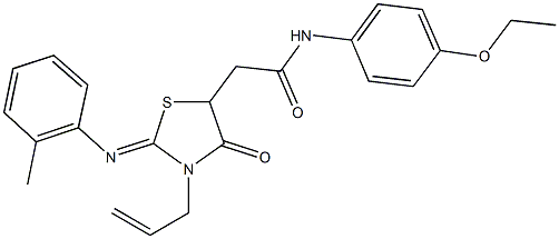 2-{3-allyl-2-[(2-methylphenyl)imino]-4-oxo-1,3-thiazolidin-5-yl}-N-(4-ethoxyphenyl)acetamide Struktur