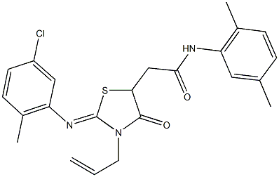 2-{3-allyl-2-[(5-chloro-2-methylphenyl)imino]-4-oxo-1,3-thiazolidin-5-yl}-N-(2,5-dimethylphenyl)acetamide Struktur