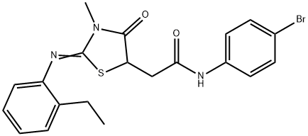 N-(4-bromophenyl)-2-{2-[(2-ethylphenyl)imino]-3-methyl-4-oxo-1,3-thiazolidin-5-yl}acetamide Struktur