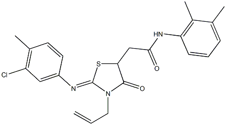 2-{3-allyl-2-[(3-chloro-4-methylphenyl)imino]-4-oxo-1,3-thiazolidin-5-yl}-N-(2,3-dimethylphenyl)acetamide Struktur