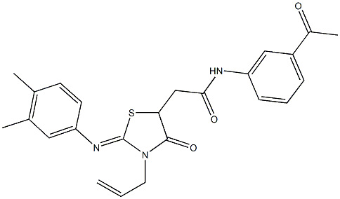 N-(3-acetylphenyl)-2-{3-allyl-2-[(3,4-dimethylphenyl)imino]-4-oxo-1,3-thiazolidin-5-yl}acetamide Struktur