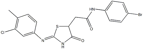 N-(4-bromophenyl)-2-{2-[(3-chloro-4-methylphenyl)imino]-4-oxo-1,3-thiazolidin-5-yl}acetamide Struktur