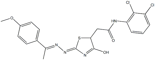 N-(2,3-dichlorophenyl)-2-(4-hydroxy-2-{[1-(4-methoxyphenyl)ethylidene]hydrazono}-2,5-dihydro-1,3-thiazol-5-yl)acetamide Struktur