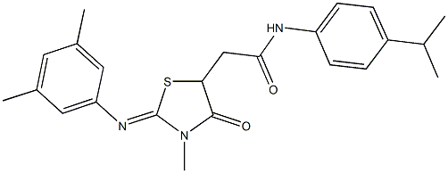 2-{2-[(3,5-dimethylphenyl)imino]-3-methyl-4-oxo-1,3-thiazolidin-5-yl}-N-(4-isopropylphenyl)acetamide Struktur