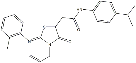 2-{3-allyl-2-[(2-methylphenyl)imino]-4-oxo-1,3-thiazolidin-5-yl}-N-(4-isopropylphenyl)acetamide Struktur