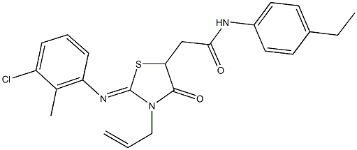 2-{3-allyl-2-[(3-chloro-2-methylphenyl)imino]-4-oxo-1,3-thiazolidin-5-yl}-N-(4-ethylphenyl)acetamide Struktur