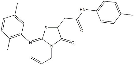 2-{3-allyl-2-[(2,5-dimethylphenyl)imino]-4-oxo-1,3-thiazolidin-5-yl}-N-(4-methylphenyl)acetamide Struktur