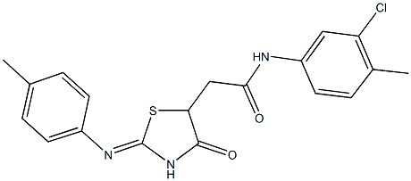 N-(3-chloro-4-methylphenyl)-2-{2-[(4-methylphenyl)imino]-4-oxo-1,3-thiazolidin-5-yl}acetamide Struktur