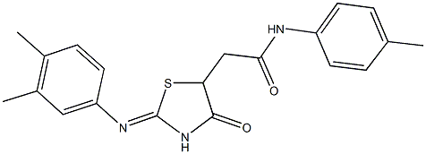 2-{2-[(3,4-dimethylphenyl)imino]-4-oxo-1,3-thiazolidin-5-yl}-N-(4-methylphenyl)acetamide Struktur