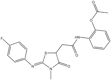 2-[(2-{2-[(4-fluorophenyl)imino]-3-methyl-4-oxo-1,3-thiazolidin-5-yl}acetyl)amino]phenyl acetate Struktur