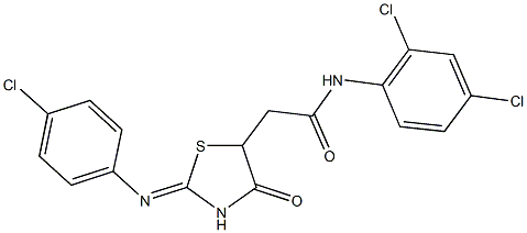 2-{2-[(4-chlorophenyl)imino]-4-oxo-1,3-thiazolidin-5-yl}-N-(2,4-dichlorophenyl)acetamide Struktur