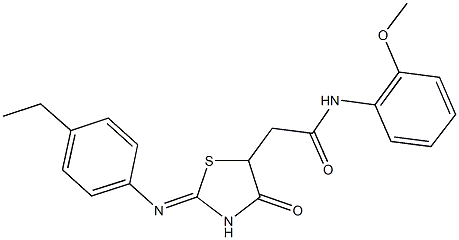 2-{2-[(4-ethylphenyl)imino]-4-oxo-1,3-thiazolidin-5-yl}-N-(2-methoxyphenyl)acetamide Struktur