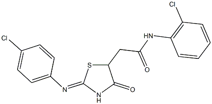 N-(2-chlorophenyl)-2-{2-[(4-chlorophenyl)imino]-4-oxo-1,3-thiazolidin-5-yl}acetamide Struktur