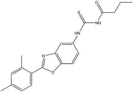 N-butyryl-N'-[2-(2,4-dimethylphenyl)-1,3-benzoxazol-5-yl]thiourea Struktur