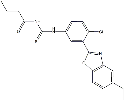 N-butyryl-N'-[4-chloro-3-(5-ethyl-1,3-benzoxazol-2-yl)phenyl]thiourea Struktur