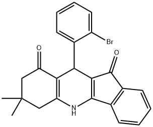 10-(2-bromophenyl)-7,7-dimethyl-6,7,8,10-tetrahydro-5H-indeno[1,2-b]quinoline-9,11-dione Struktur