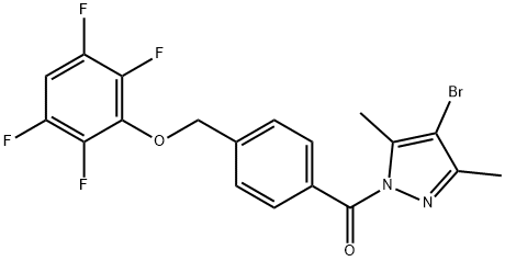 4-[(4-bromo-3,5-dimethyl-1H-pyrazol-1-yl)carbonyl]benzyl 2,3,5,6-tetrafluorophenyl ether Struktur