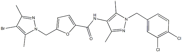 5-[(4-bromo-3,5-dimethyl-1H-pyrazol-1-yl)methyl]-N-[1-(3,4-dichlorobenzyl)-3,5-dimethyl-1H-pyrazol-4-yl]-2-furamide Struktur