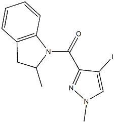 1-[(4-iodo-1-methyl-1H-pyrazol-3-yl)carbonyl]-2-methylindoline Struktur