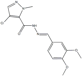 4-chloro-N'-(3,4-dimethoxybenzylidene)-1-methyl-1H-pyrazole-5-carbohydrazide Struktur