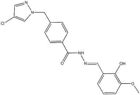 4-[(4-chloro-1H-pyrazol-1-yl)methyl]-N'-(2-hydroxy-3-methoxybenzylidene)benzohydrazide Struktur