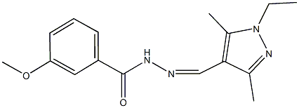 N'-[(1-ethyl-3,5-dimethyl-1H-pyrazol-4-yl)methylene]-3-methoxybenzohydrazide Struktur