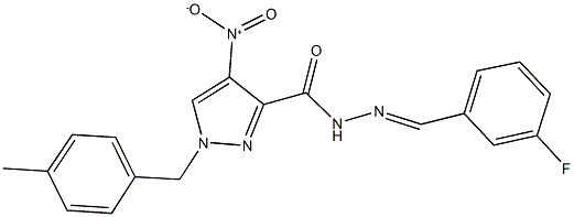 N'-(3-fluorobenzylidene)-4-nitro-1-(4-methylbenzyl)-1H-pyrazole-3-carbohydrazide Struktur