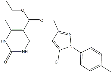 ethyl 4-[5-chloro-3-methyl-1-(4-methylphenyl)-1H-pyrazol-4-yl]-6-methyl-2-oxo-1,2,3,4-tetrahydropyrimidine-5-carboxylate Struktur