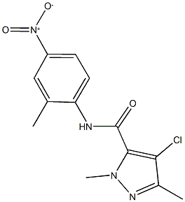 4-chloro-N-{4-nitro-2-methylphenyl}-1,3-dimethyl-1H-pyrazole-5-carboxamide Struktur