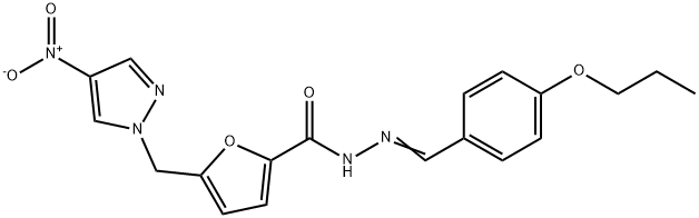 5-({4-nitro-1H-pyrazol-1-yl}methyl)-N'-(4-propoxybenzylidene)-2-furohydrazide Struktur