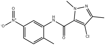 4-chloro-N-{5-nitro-2-methylphenyl}-1,3-dimethyl-1H-pyrazole-5-carboxamide Struktur