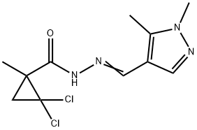 2,2-dichloro-N'-[(1,5-dimethyl-1H-pyrazol-4-yl)methylene]-1-methylcyclopropanecarbohydrazide Struktur