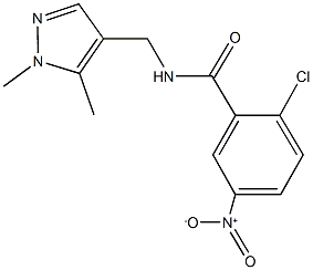 2-chloro-N-[(1,5-dimethyl-1H-pyrazol-4-yl)methyl]-5-nitrobenzamide Struktur