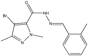 4-bromo-1,3-dimethyl-N'-(2-methylbenzylidene)-1H-pyrazole-5-carbohydrazide Struktur