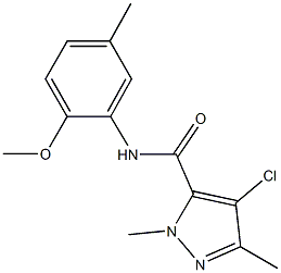 4-chloro-N-(2-methoxy-5-methylphenyl)-1,3-dimethyl-1H-pyrazole-5-carboxamide Struktur