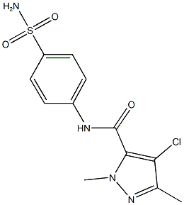 N-[4-(aminosulfonyl)phenyl]-4-chloro-1,3-dimethyl-1H-pyrazole-5-carboxamide Struktur