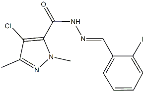 4-chloro-N'-(2-iodobenzylidene)-1,3-dimethyl-1H-pyrazole-5-carbohydrazide Struktur