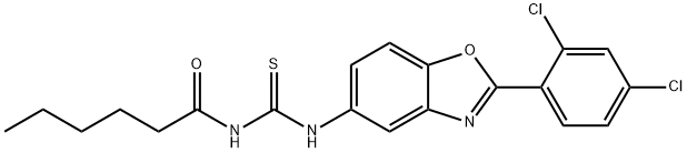 N-[2-(2,4-dichlorophenyl)-1,3-benzoxazol-5-yl]-N'-hexanoylthiourea Struktur