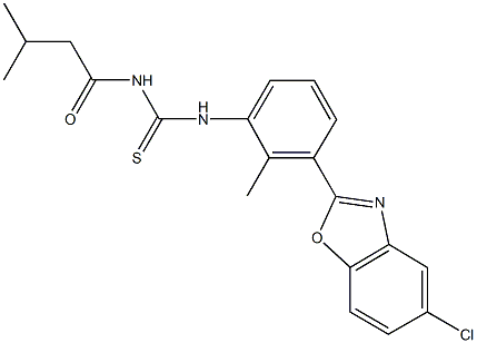 N-[3-(5-chloro-1,3-benzoxazol-2-yl)-2-methylphenyl]-N'-(3-methylbutanoyl)thiourea Struktur