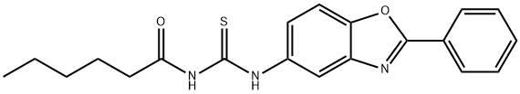 N-hexanoyl-N'-(2-phenyl-1,3-benzoxazol-5-yl)thiourea Struktur