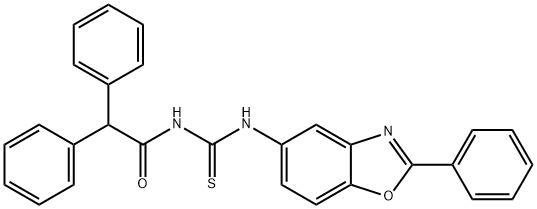 N-(diphenylacetyl)-N'-(2-phenyl-1,3-benzoxazol-5-yl)thiourea Struktur