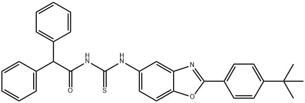 N-[2-(4-tert-butylphenyl)-1,3-benzoxazol-5-yl]-N'-(diphenylacetyl)thiourea Struktur