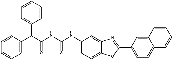 N-(diphenylacetyl)-N'-[2-(2-naphthyl)-1,3-benzoxazol-5-yl]thiourea Struktur