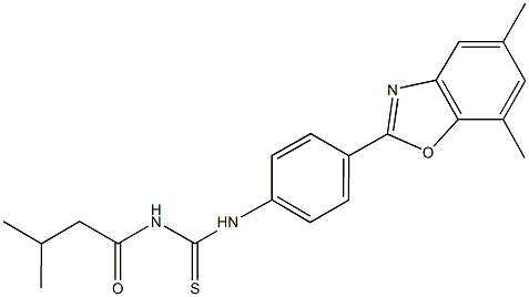 N-[4-(5,7-dimethyl-1,3-benzoxazol-2-yl)phenyl]-N'-(3-methylbutanoyl)thiourea Struktur