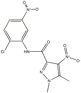 N-{2-chloro-5-nitrophenyl}-4-nitro-1,5-dimethyl-1H-pyrazole-3-carboxamide Struktur